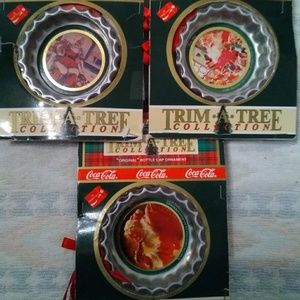 Vintage Coca Cola bottle cap ornaments NIB